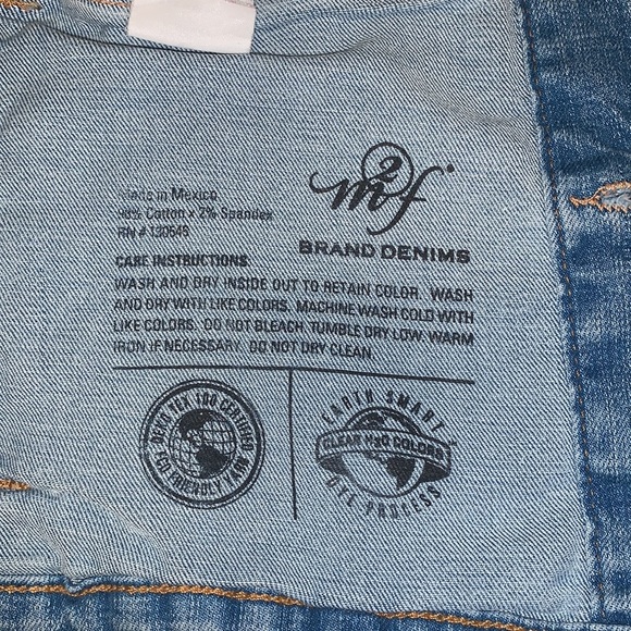 Free People x M2F Brand Denims Shredded Blue Jean Vest - Women’s Size Large - Picture 5 of 5